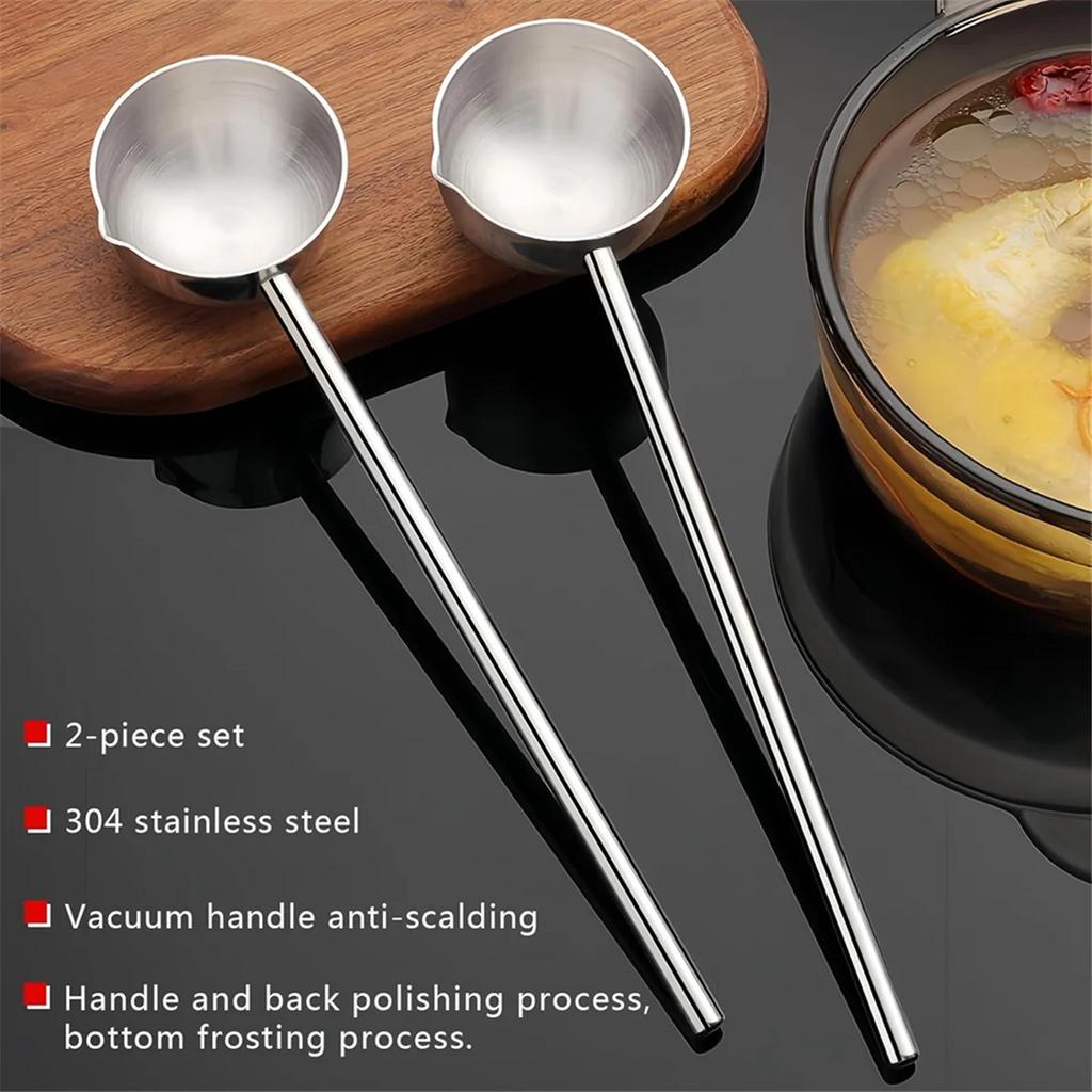 Small Soup Ladle Stainless Steel Metal Deep Spoon with Pour Spout 2 Oz Long Handle Gravy Ladles Heat- 10.5 Inch – Convenient Carry Handles for Simple Storage and Daily Tasks