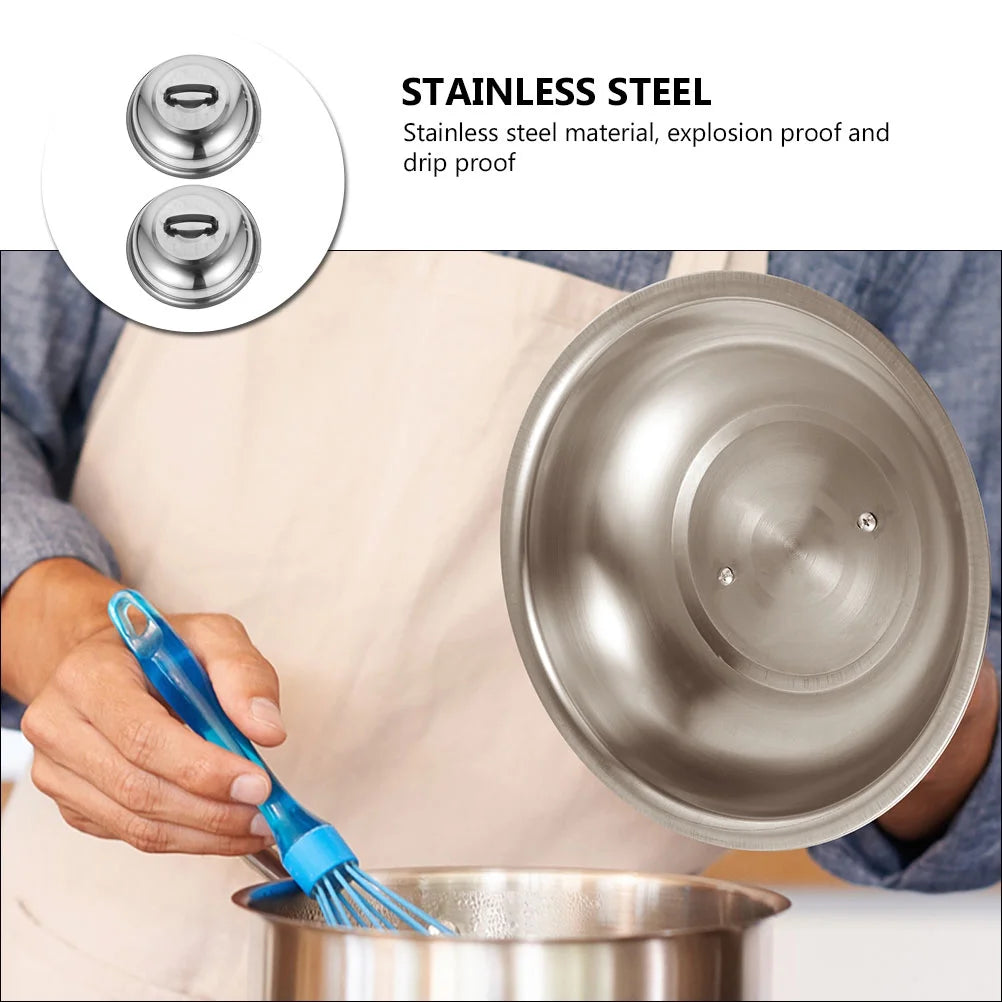 unbranded 2Pcs Stainless Steel Pot Covers 28.5cm Pot Lids Kitchen Accessories (Silver) – Durable Stainless Steel Construction for Simple Storage and Daily Tasks