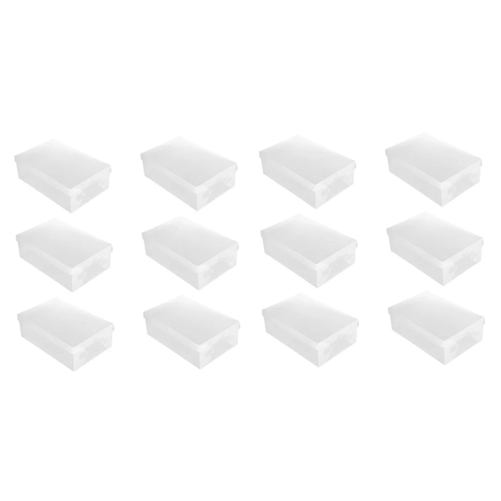 12 PCS Shoes Boxes Transparent Shoes Cases Plastic Storage Box Shoes Container for Home Shop 28x18x10cm – Clear-View Organization for Simple Storage and Daily Tasks