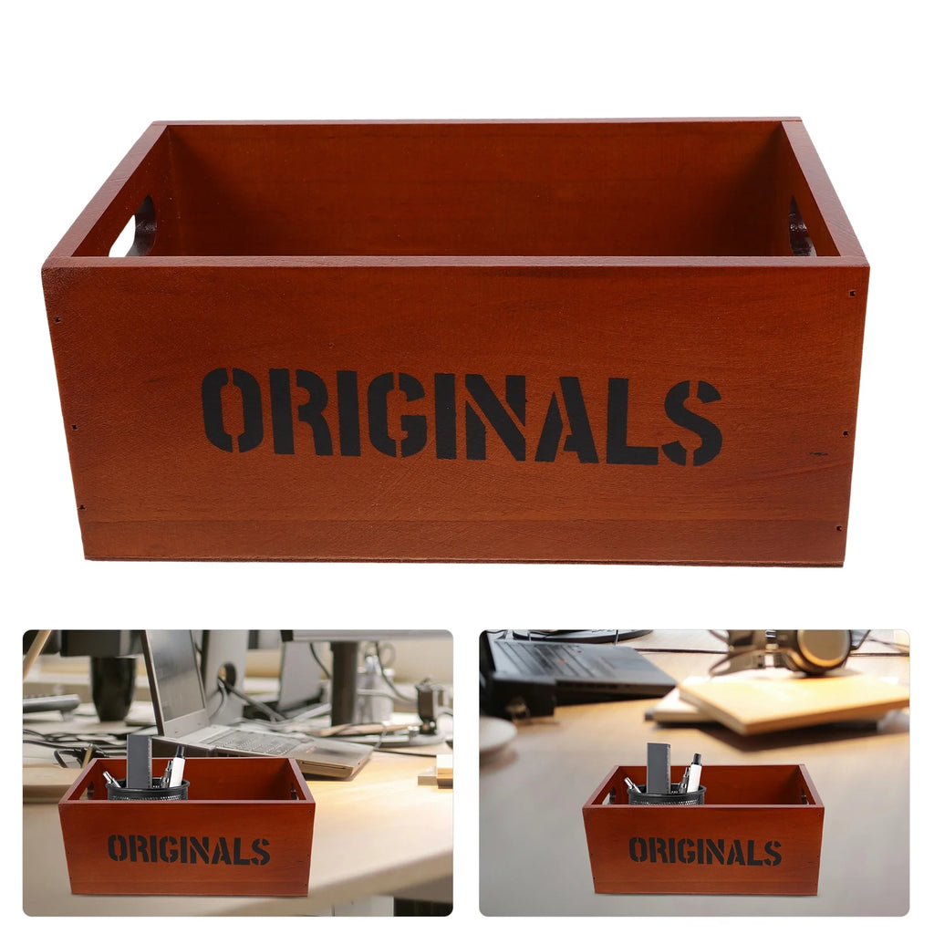 Monitor Stand Cube Storage Wooden Storage Box Office 26.00X16.00X11.00CM Brown – Natural-Look Construction for Simple Storage and Daily Tasks