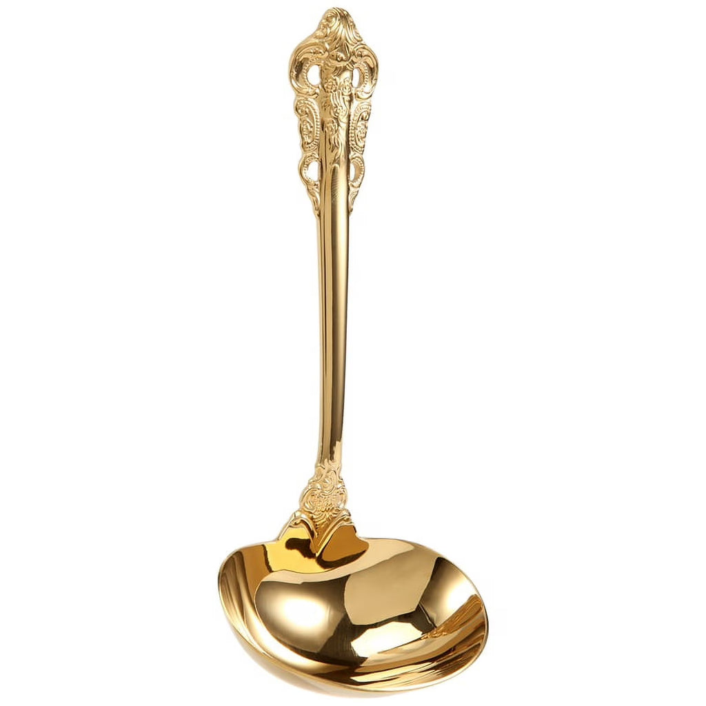 304 Stainless Steel Soup Ladle Cooking Tool Kitchen Gold Plated Spoon – Durable Stainless Steel Construction for Simple Storage and Daily Tasks