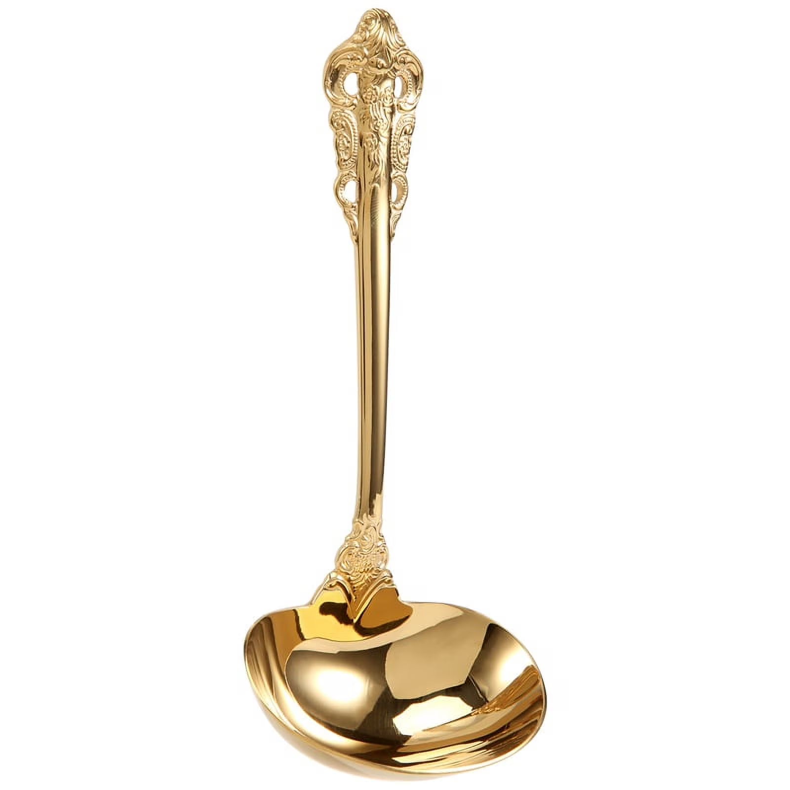 304 Stainless Steel Soup Ladle Cooking Tool Kitchen Gold Plated Spoon – Durable Stainless Steel Construction for Simple Storage and Daily Tasks