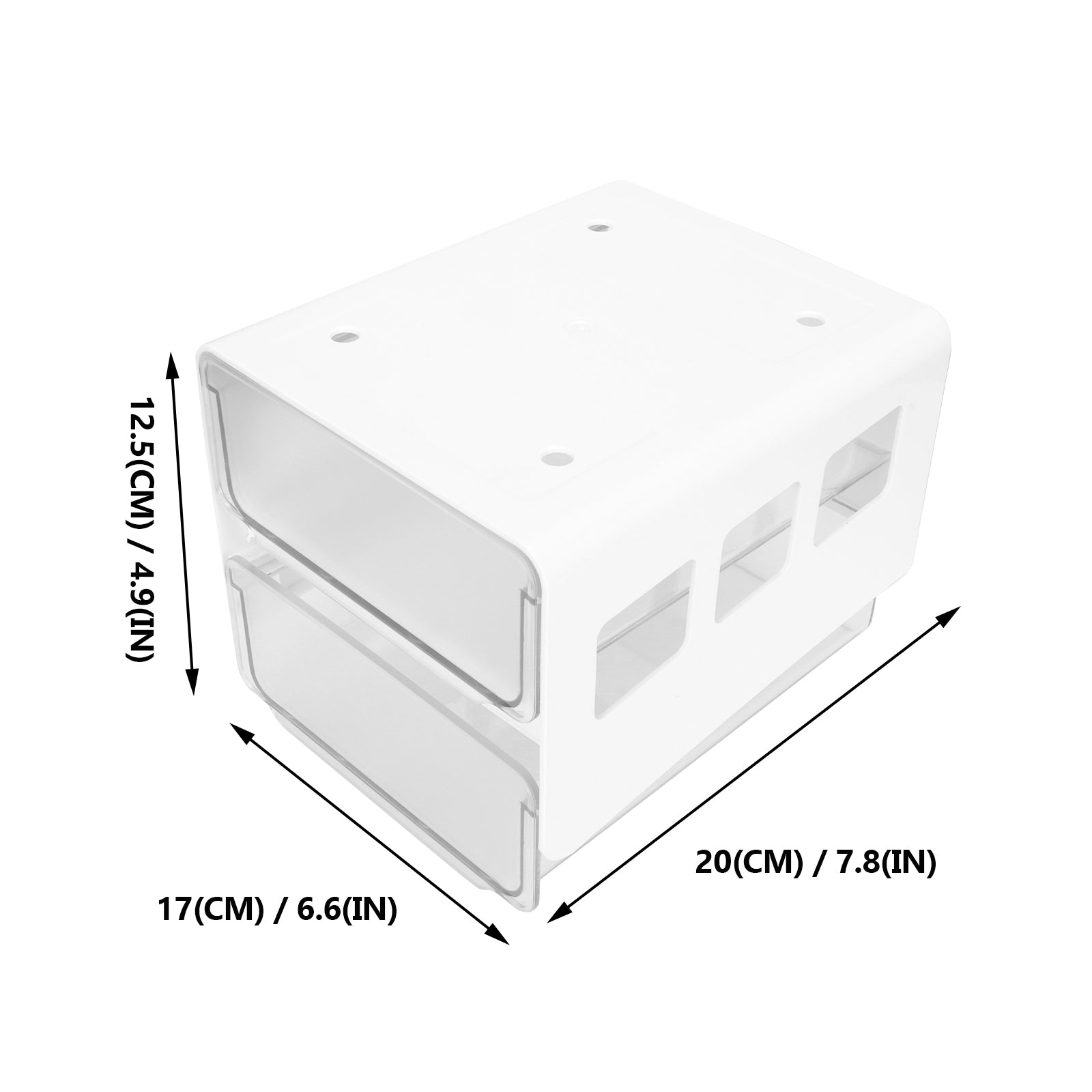 Double Storage Box Desktop Boxes Bins Table Shelf Office White – Everyday Household Format for Simple Storage and Daily Tasks