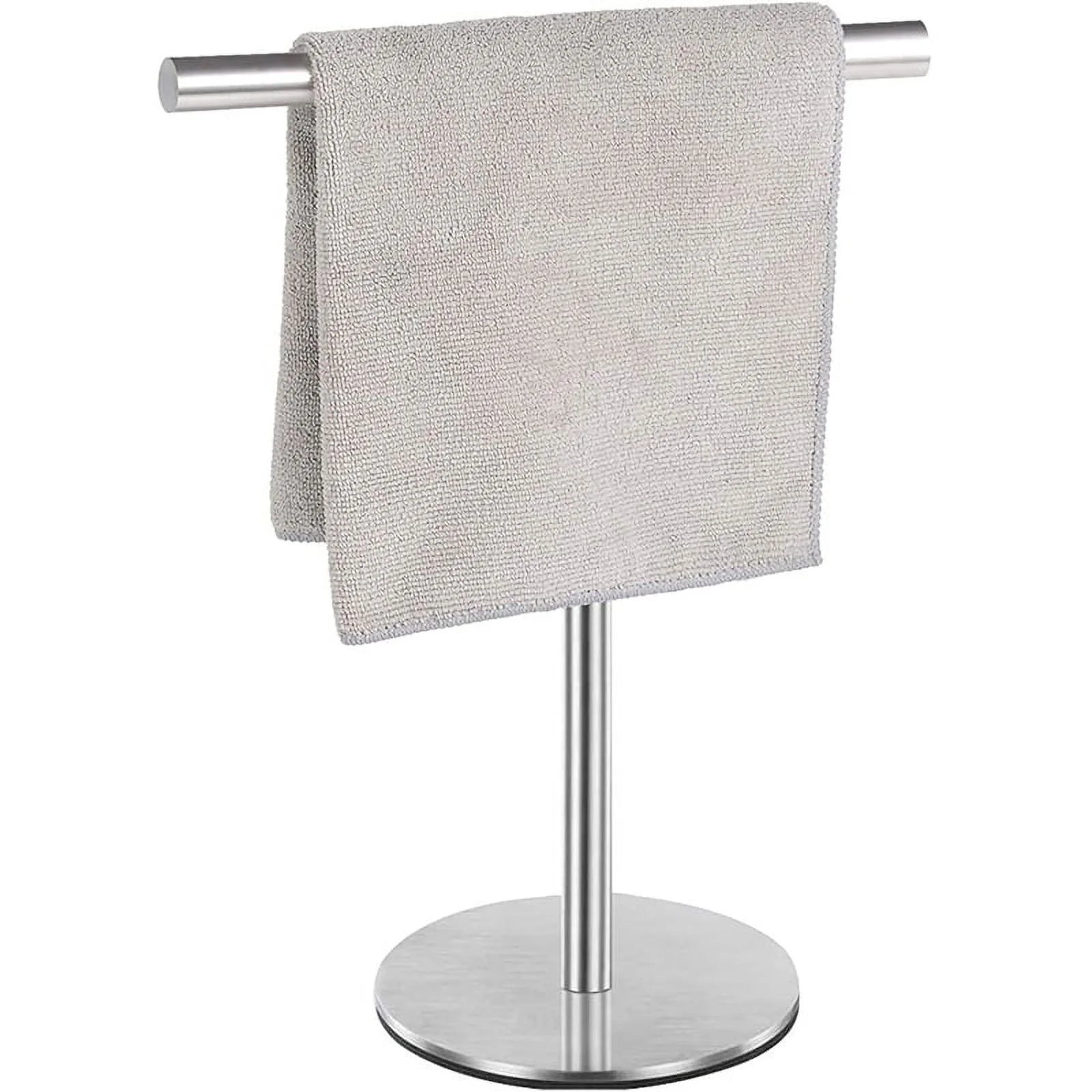 Brushed Standing Towel Rack Heavy Duty Base Stainless Steel T-Shaped Hand Towel Stand for Bathroom Kitchen. – Durable Stainless Steel Construction for Simple Storage and Daily Tasks