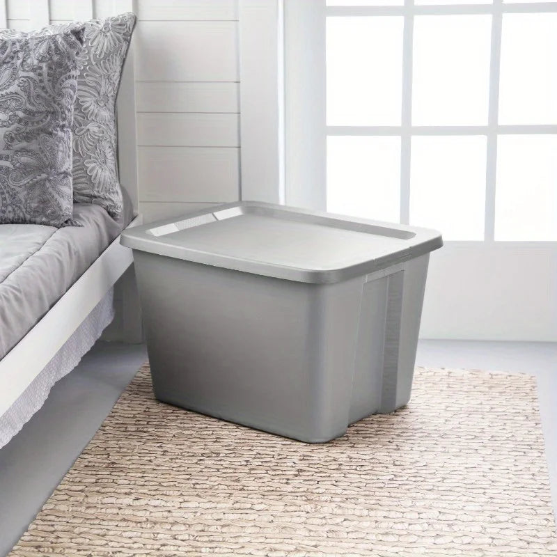 2-Pack 18 Gallon Heavy-Duty Plastic Storage Bins with Snap-On Lids - Durable Stackable Gray Organizers for Home Garage Pantry & Office - Space-Saving Rectangular Design with Reinforced Handles – Stackable Organization for Simple Storage and Daily Tasks