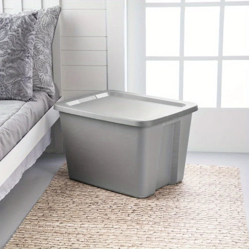 2-Pack 18 Gallon Heavy-Duty Plastic Storage Bins with Snap-On Lids - Durable Stackable Gray Organizers for Home Garage Pantry & Office - Space-Saving Rectangular Design with Reinforced Handles – Stackable Organization for Simple Storage and Daily Tasks