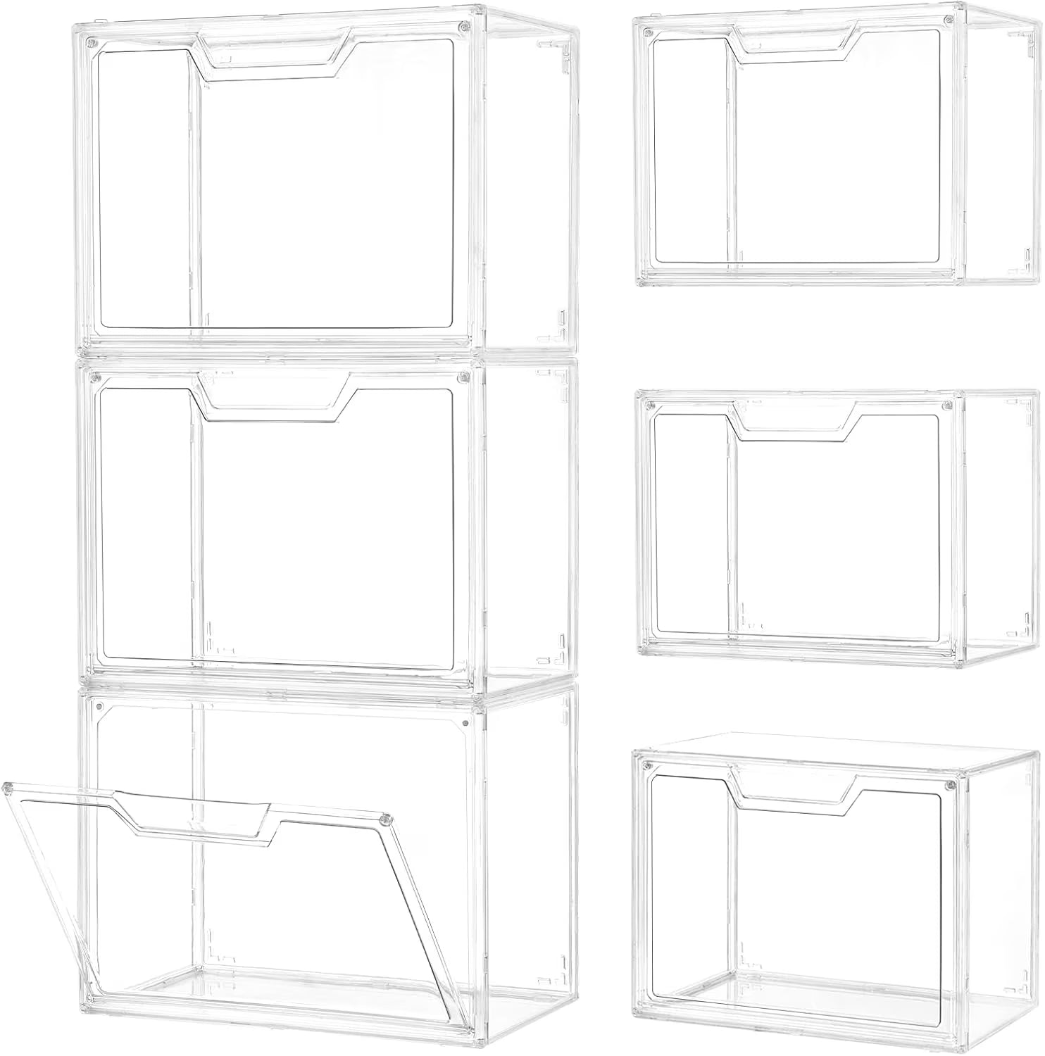 3 Pack Clear Storage Bins with Lids Storage Containers with Magnetic Door Stackable Acrylic Display Case for Handbags Cosmetic Multifunctional Storage Boxes for Dorm Living Room Bedroom Storage – Stackable Organization for Simple Storage and Daily Tasks