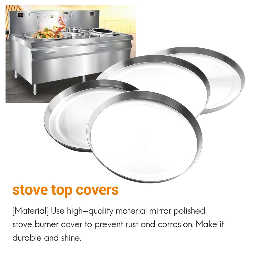 4Pcs Stainless Steel Hob Covers Stove Plate Top Cooker Protector Kit Set Utensils 17/21CM Kitchen Accessories – Durable Stainless Steel Construction for Simple Storage and Daily Tasks