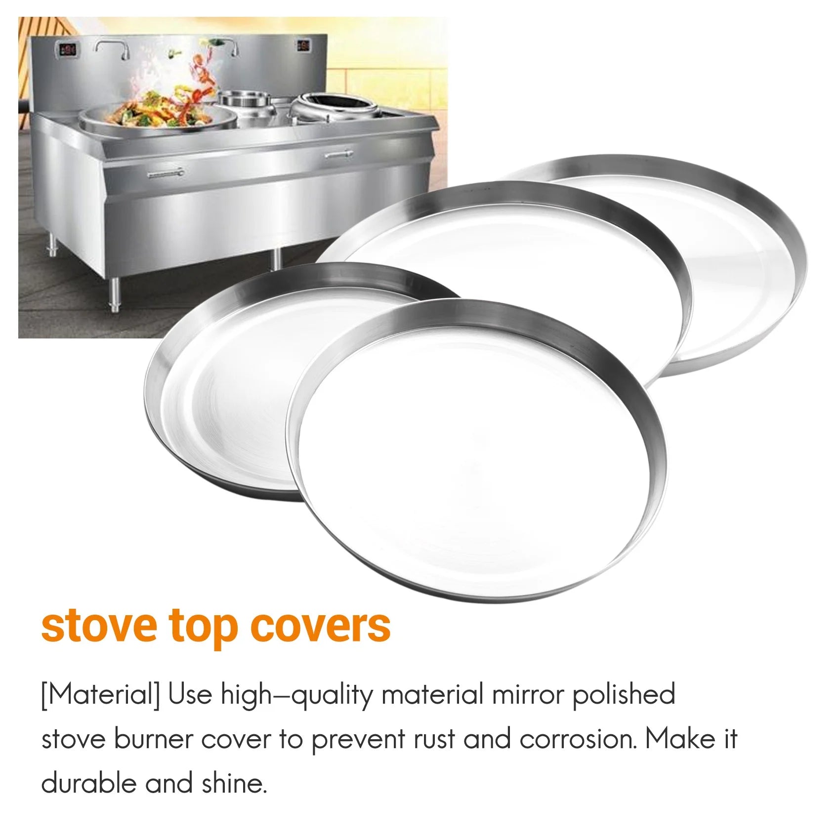 4Pcs Stainless Steel Hob Covers Stove Plate Top Cooker Protector Kit Set Utensils 17/21CM Kitchen Accessories – Durable Stainless Steel Construction for Simple Storage and Daily Tasks