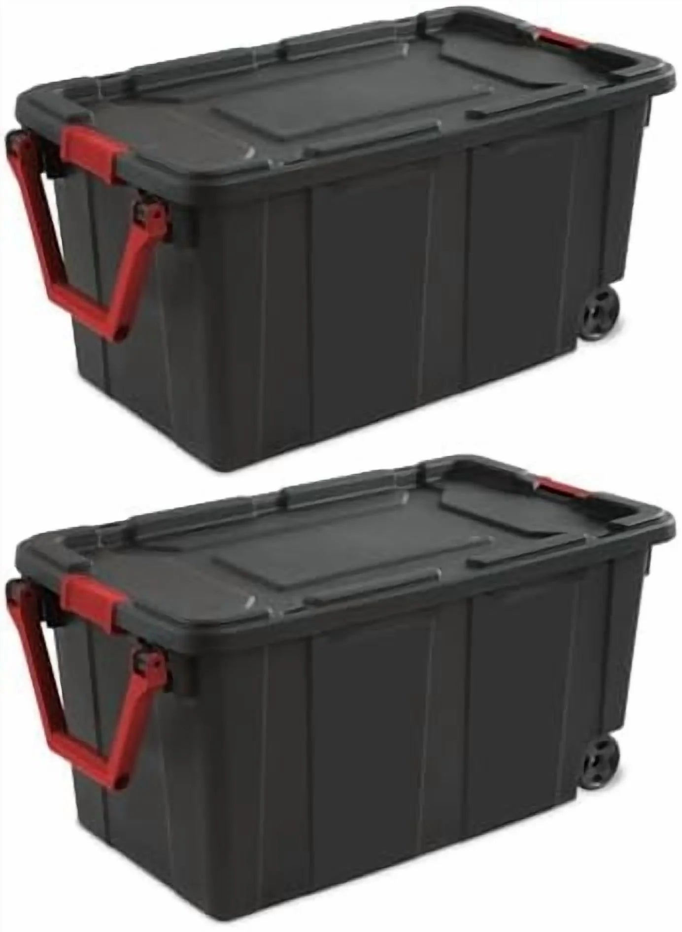 Black 40 Gallon Wheeled Plastic Storage Container with Handle 2 Pack$$Office – Convenient Carry Handles for Simple Storage and Daily Tasks