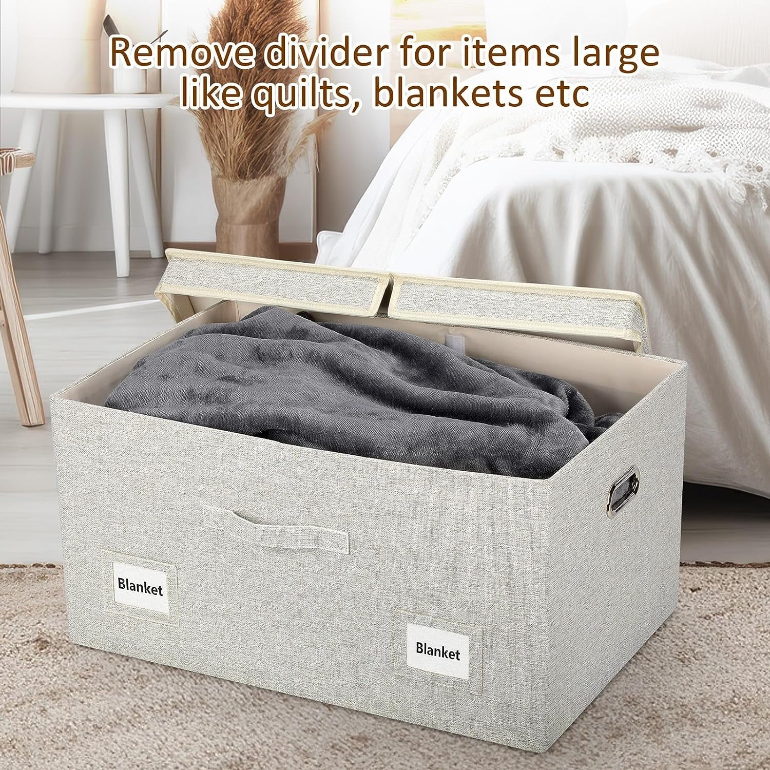 Medium 15" 21 Quart Collapsible Stackable Storage Bins with Lids 5 Packs Beige Foldable Fabric Closet Boxes Heavy-duty Lidded Linen Cube Baskets Container Organizers and Storage – Everyday Household Format for Simple Storage and Daily Tasks