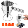 Stainless Steel Pancake Batter Dispenser with Squeeze Handle Kitchen Funnel Tools Pancake Dispenser for Pancakes Cupcakes Takoyaki and Baked Goods – Convenient Carry Handles for Simple Storage and Daily Tasks