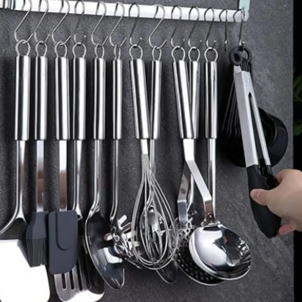 Kitchen Utensils Set 38 Pieces Stainless Steel Cooking Utensils Set Kitchen Gadgets Cookware Kitchen Tool Set with Utensil Holder Rack And Hooks For Hanging Dishwasher Suitable – Space-Saving Hanging Design for Simple Storage and Daily Tasks