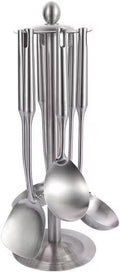 Well-crafted 7-Piece Gold Kitchen Utensil Set with Stand Stainless Steel Cooking Tools- Dishwasher Suitable Ladle Spoon Spatula Pasta Fork Luxury Brass Kitchen Accessories for Home – Durable Stainless Steel Construction for Simple Storage and Daily Tasks