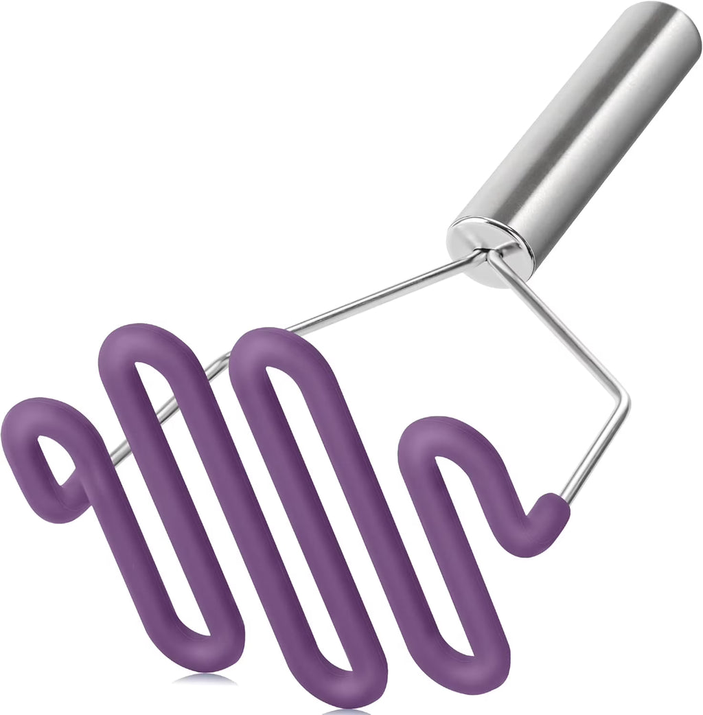 Scratch-resistant silicone potato mash maker kitchen tool stainless steel outer layer wrapped with durable silicone. – Durable Stainless Steel Construction for Simple Storage and Daily Tasks