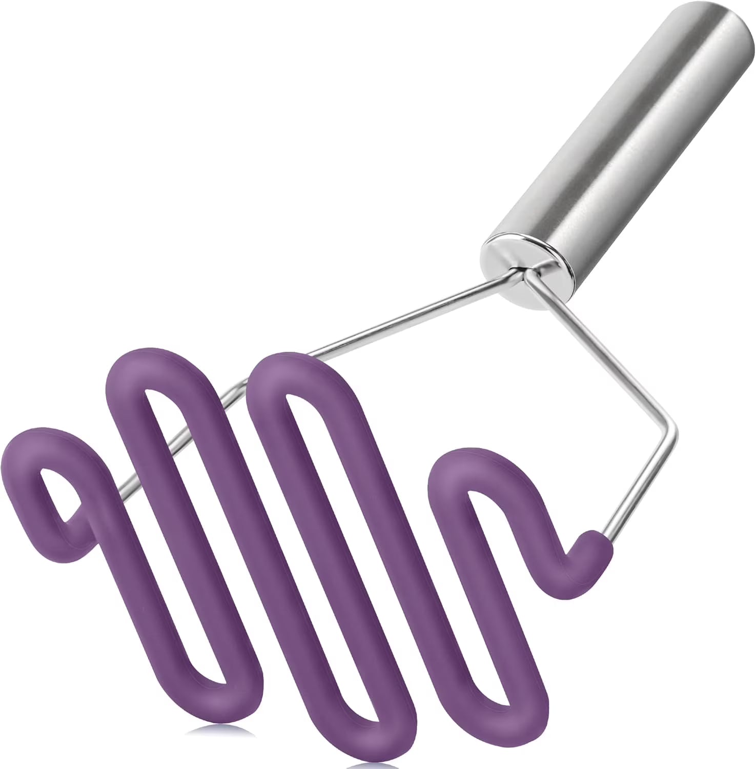Scratch-resistant silicone potato mash maker kitchen tool stainless steel outer layer wrapped with durable silicone. – Durable Stainless Steel Construction for Simple Storage and Daily Tasks