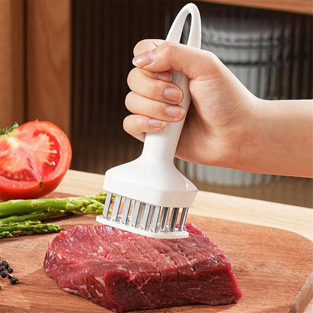 Meat Tenderizer Needle Stainless Steel Prongs Food Grade 5.5x5.5x17cm White – Durable Stainless Steel Construction for Simple Storage and Daily Tasks
