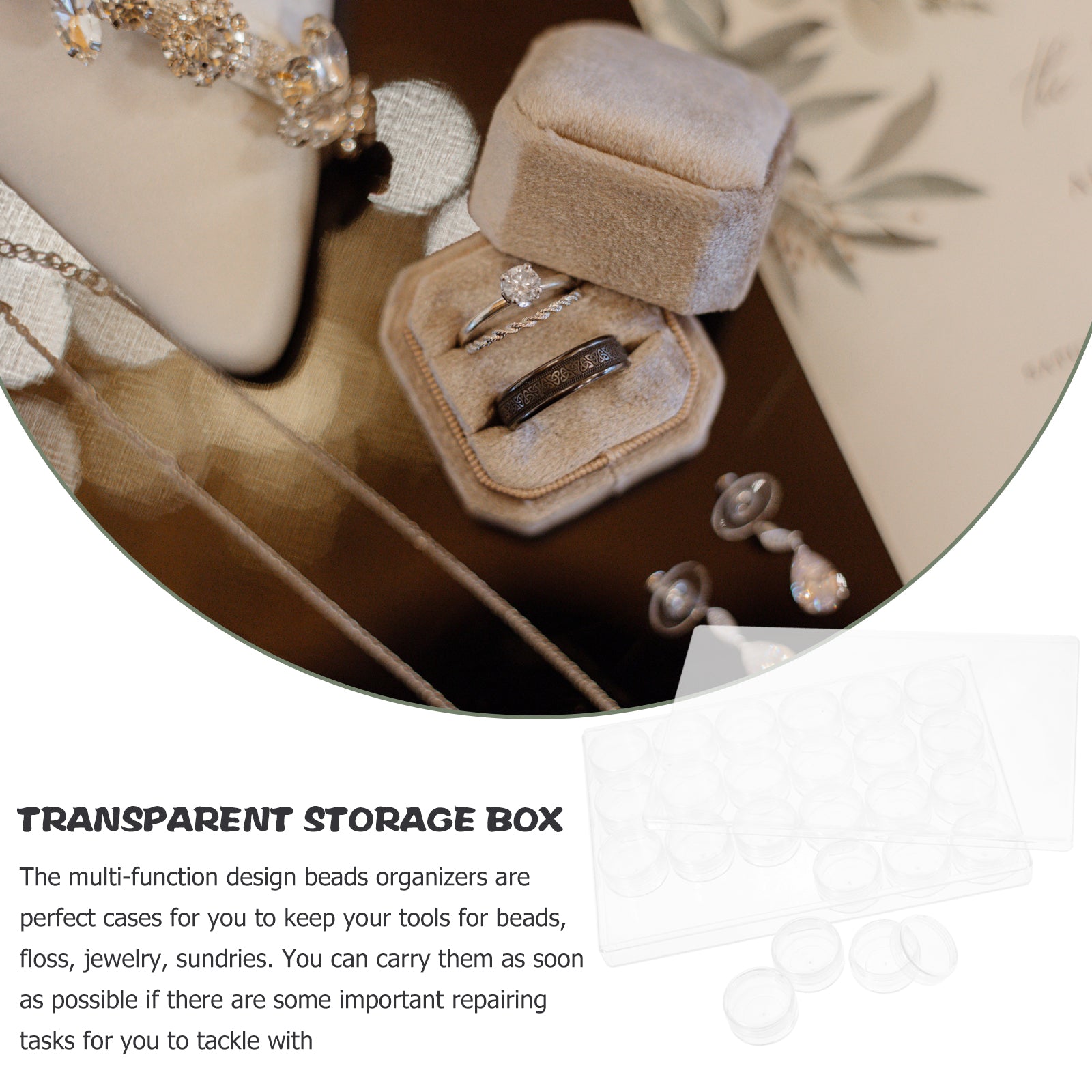 Closet Bead Organizers Storage Boxes 24X16cm Transparent – Clear-View Organization for Simple Storage and Daily Tasks