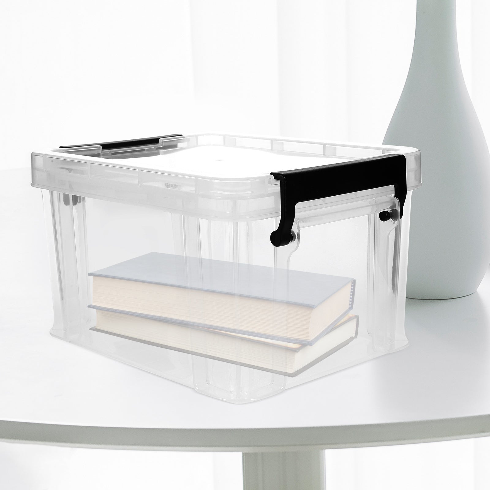 Lids Office Stationery Storage Box 21X16.4X12.5CM Transparent – Clear-View Organization for Simple Storage and Daily Tasks