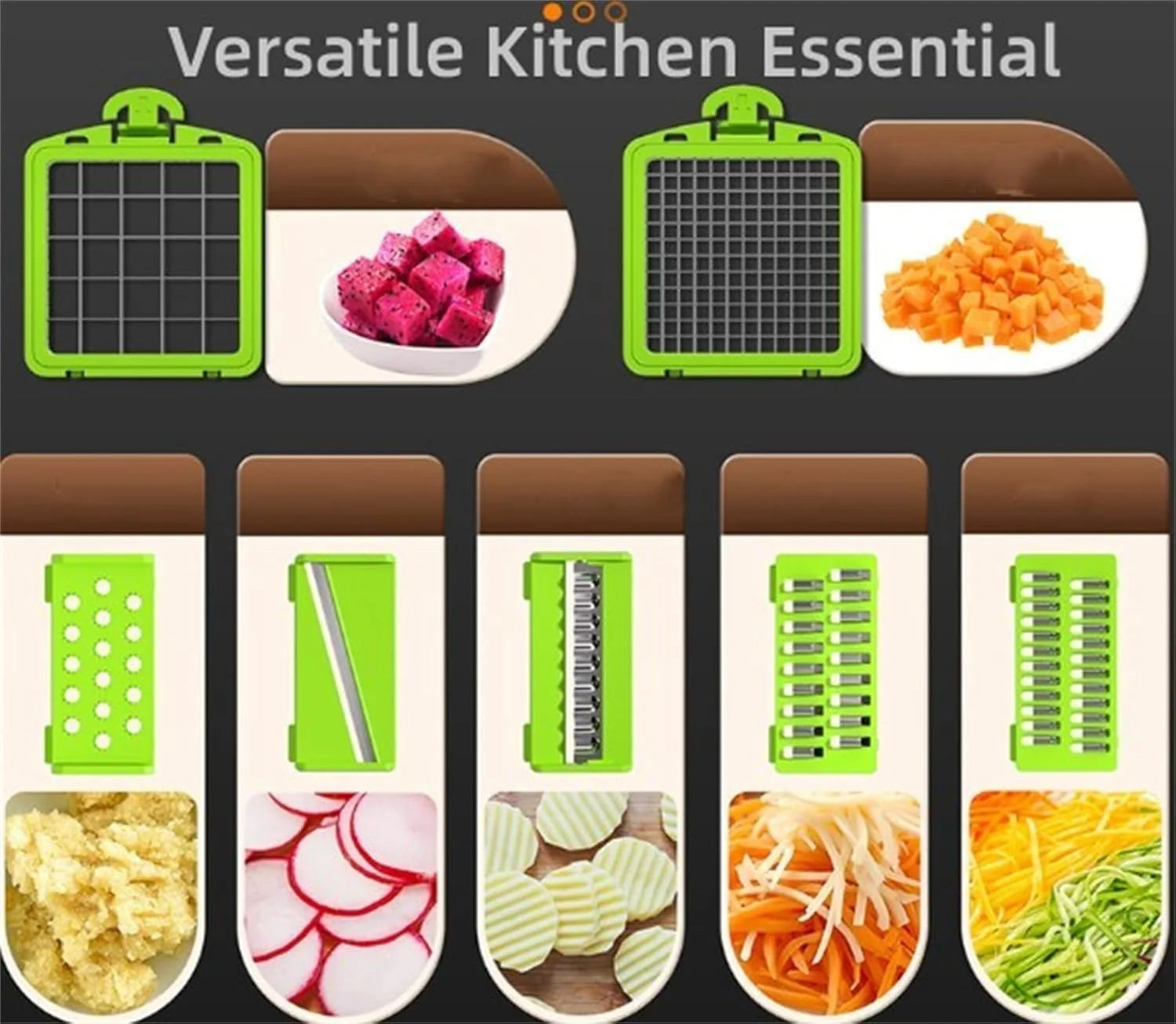 14Pcs Multi-Functional Vegetable Cutter & Slicer Trendgolden Food Chopper Stainless Steel Blades Kitchen Gadgets & Accessories (Pink) – Durable Stainless Steel Construction for Simple Storage and Daily Tasks