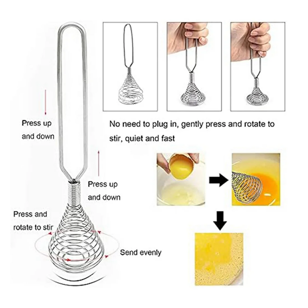Stainless Steel Spring Coil Whisk Wire Whip-Cream Egg Beater -Cream Hand Mixer Kitchen Tool Accessories for Mixing – Durable Stainless Steel Construction for Simple Storage and Daily Tasks