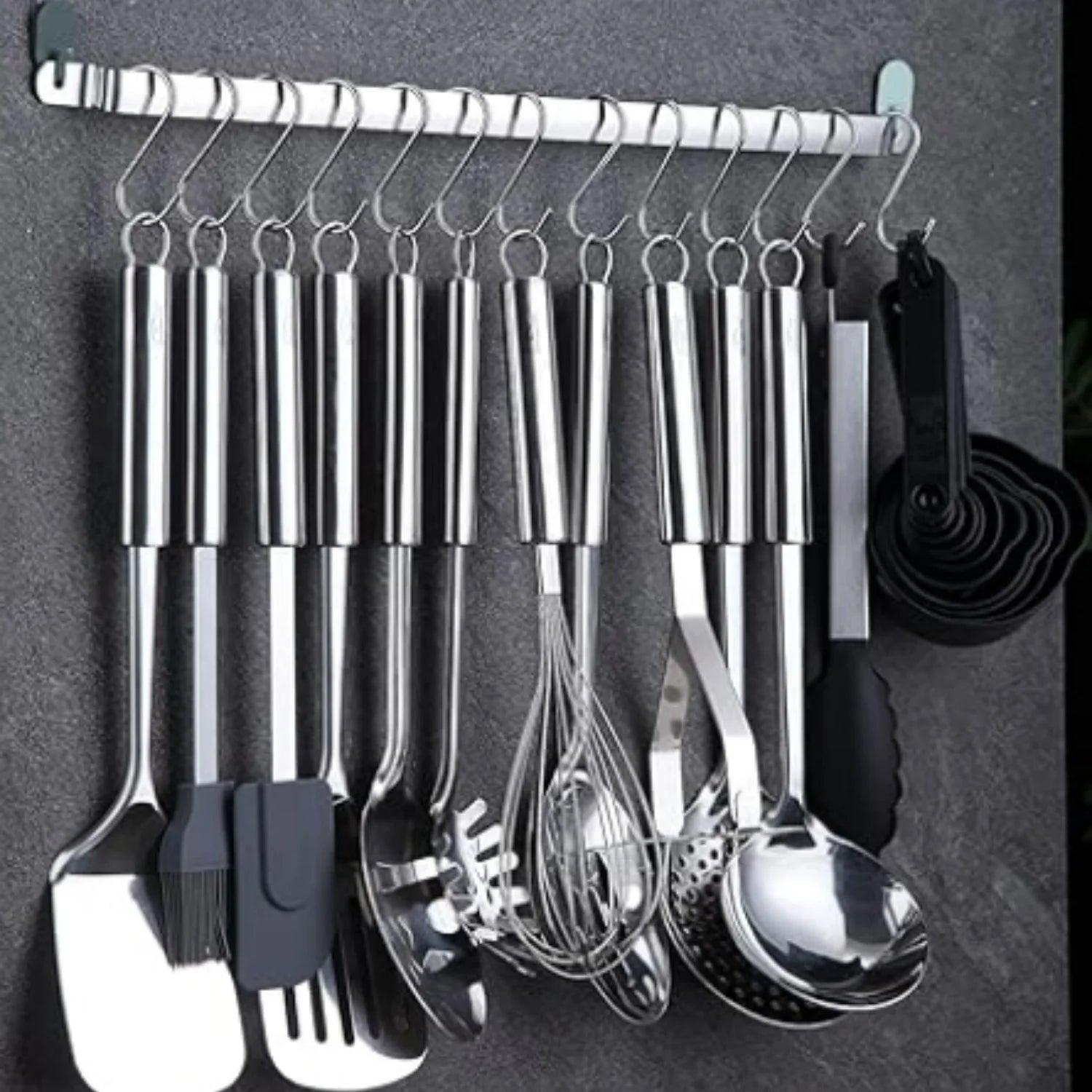 Kitchen Utensils Set 38 Pieces Stainless Steel Cooking Utensils Set Kitchen Gadgets Cookware Kitchen Tool Set with Utensil Holder Rack And Hooks For Hanging Dishwasher Suitable – Space-Saving Hanging Design for Simple Storage and Daily Tasks