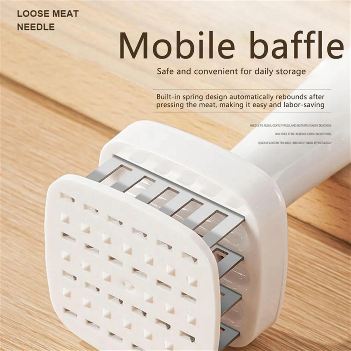 Meat Tenderizer Needle Stainless Steel Prongs Food Grade 5.5x5.5x17cm White – Durable Stainless Steel Construction for Simple Storage and Daily Tasks