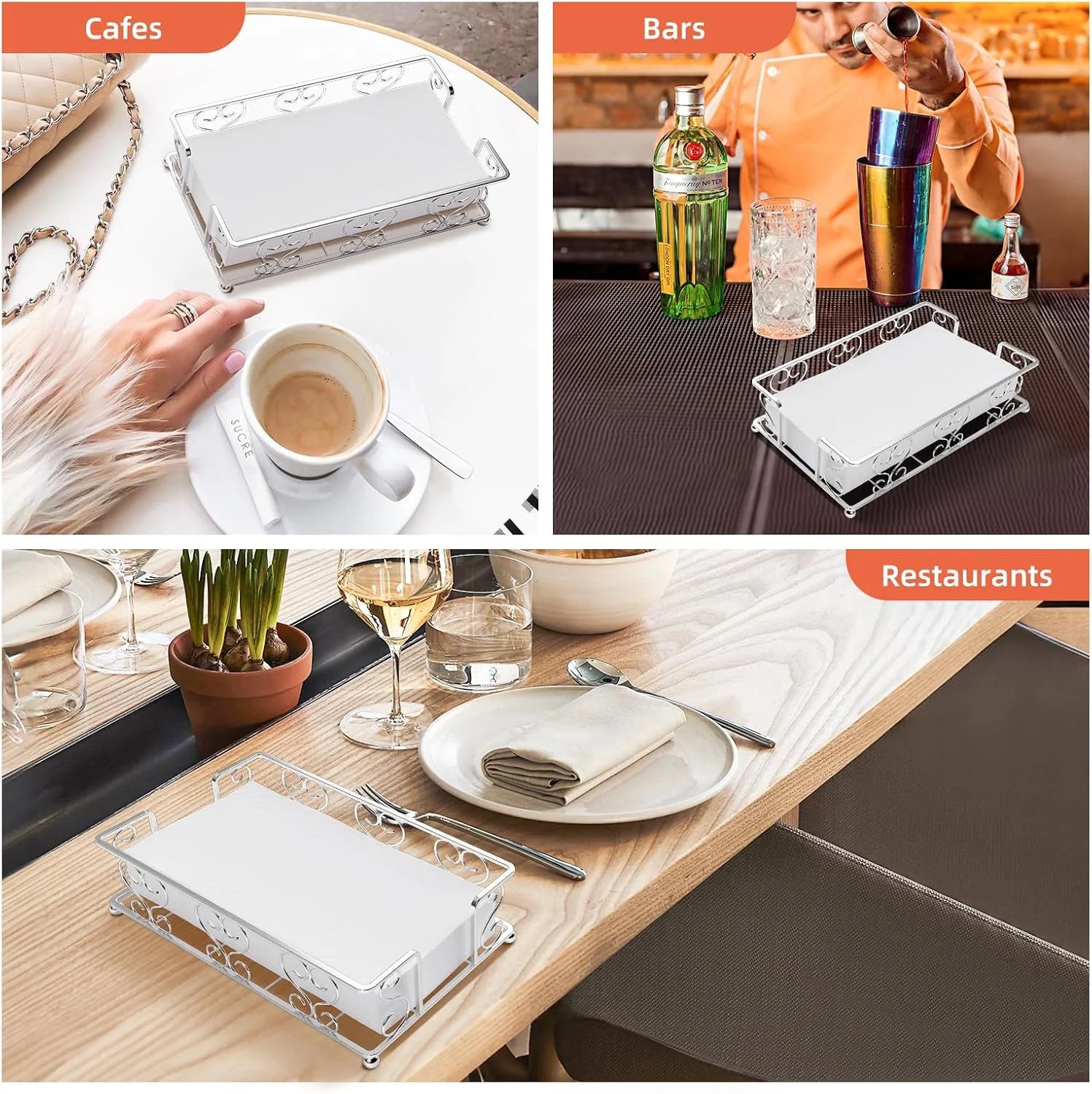 Napkin Holder & Guest Towel Tray - Stainless Steel Disposable Paper Towel Dispenser for Bathroom Table Kitchen Countertop Dinner Table Vanity – Durable Stainless Steel Construction for Simple Storage and Daily Tasks
