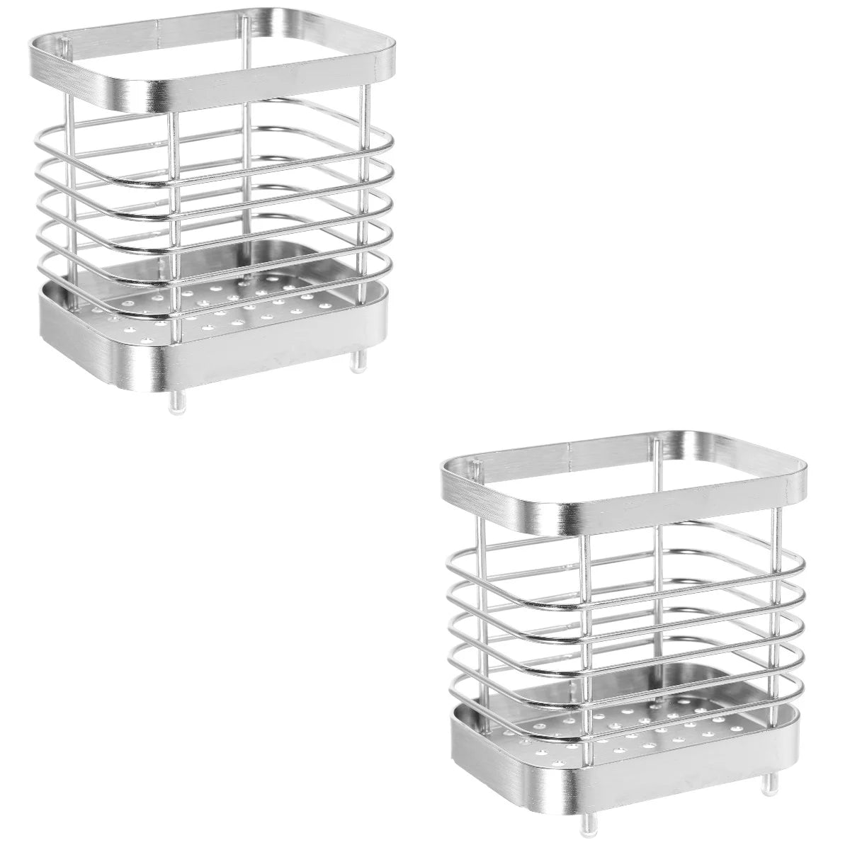 unbranded 2pcs Stainless Steel Cutlery Holder Kitchen Worktop Spoon Stand Space-saving Kitchen Utensil Holder – Durable Stainless Steel Construction for Simple Storage and Daily Tasks