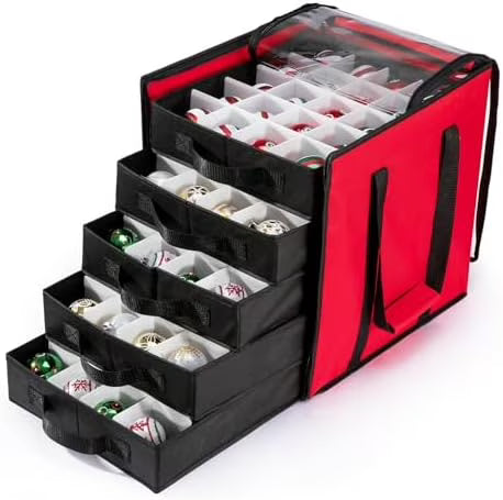 Christmas Ornament Storage Containers -Holds Up to 100 Holiday Ornaments with 5 Removable Trays Large Storage Box with Clear Covered Top & Sturdy Handles – Clear-View Organization for Simple Storage and Daily Tasks