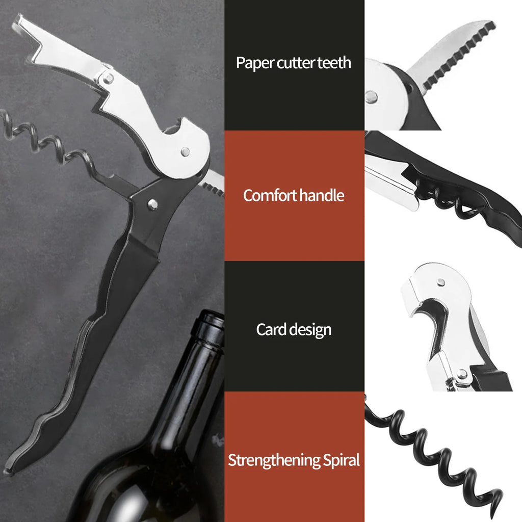 Hiroekza Opener Waiters Key For Servers Bartender With Foil Cutter Jar Opener Manual Bottle Opener Double Hinged Bottle Opener Kitchen Gadgets Clearance – Convenient Drink Preparation for Simple Storage and Daily Tasks