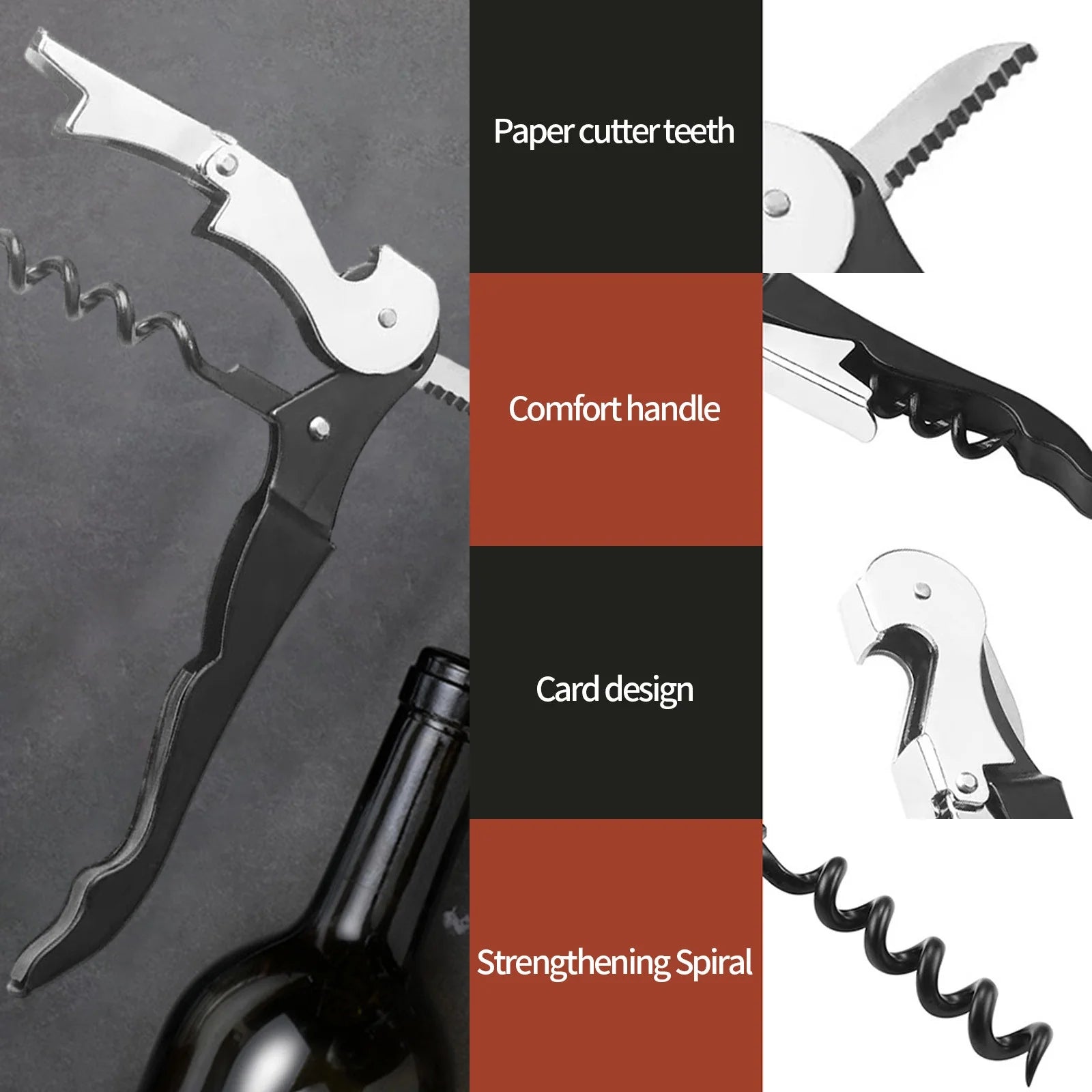 Hiroekza Opener Waiters Key For Servers Bartender With Foil Cutter Jar Opener Manual Bottle Opener Double Hinged Bottle Opener Kitchen Gadgets Clearance – Convenient Drink Preparation for Simple Storage and Daily Tasks