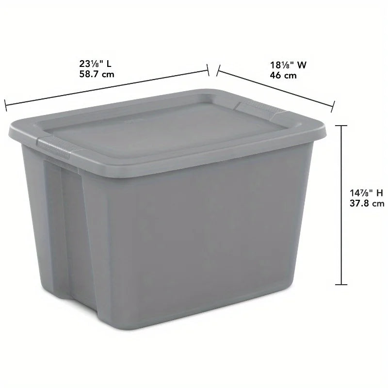 2-Pack 18 Gallon Heavy-Duty Plastic Storage Bins with Snap-On Lids - Durable Stackable Gray Organizers for Home Garage Pantry & Office - Space-Saving Rectangular Design with Reinforced Handles – Stackable Organization for Simple Storage and Daily Tasks