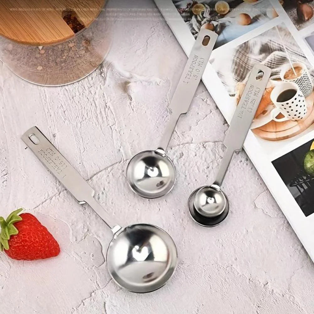 Stainless Steel Measuring Spoons and Measuring Cups Kitchen Tools for Drying and Liquid Ingredients Cooking and Baking Categories Measuring Spoons Measuring Cups Scale Bowls – Durable Stainless Steel Construction for Simple Storage and Daily Tasks