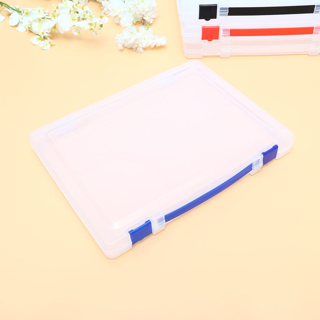 Transparent Storage Box Clear Plastic Document Paper Filling File Case Portable Ducoment Storage Holder with Blue Buckle – Everyday Household Format for Simple Storage and Daily Tasks