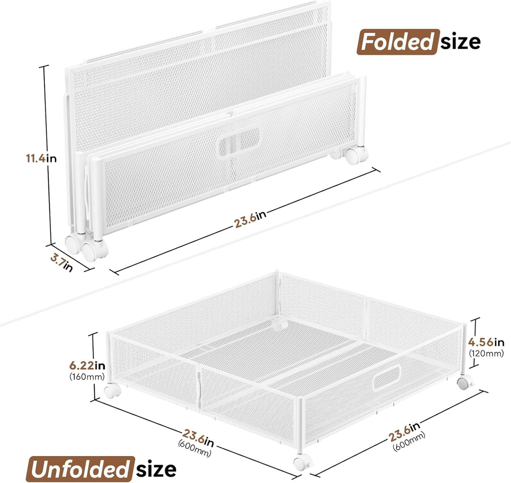 Under Bed Storage Containers with Wheels - Shoe Storage Organizer Drawer Tool-free Assembly Metal Underbed Storage Containers for Bedroom Clothes Shoes Blankets - 2Pack – Everyday Household Format for Simple Storage and Daily Tasks