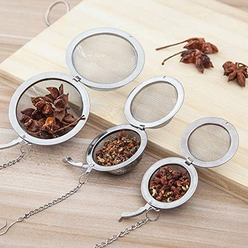3pcs Stainless steel fine mesh seasoning ball kitchen soup spice stew filter kitchen tool metal tea bag tea ball (3pcs Round Shape),Silver,5cm/6cm/7cm – Durable Stainless Steel Construction for Simple Storage and Daily Tasks