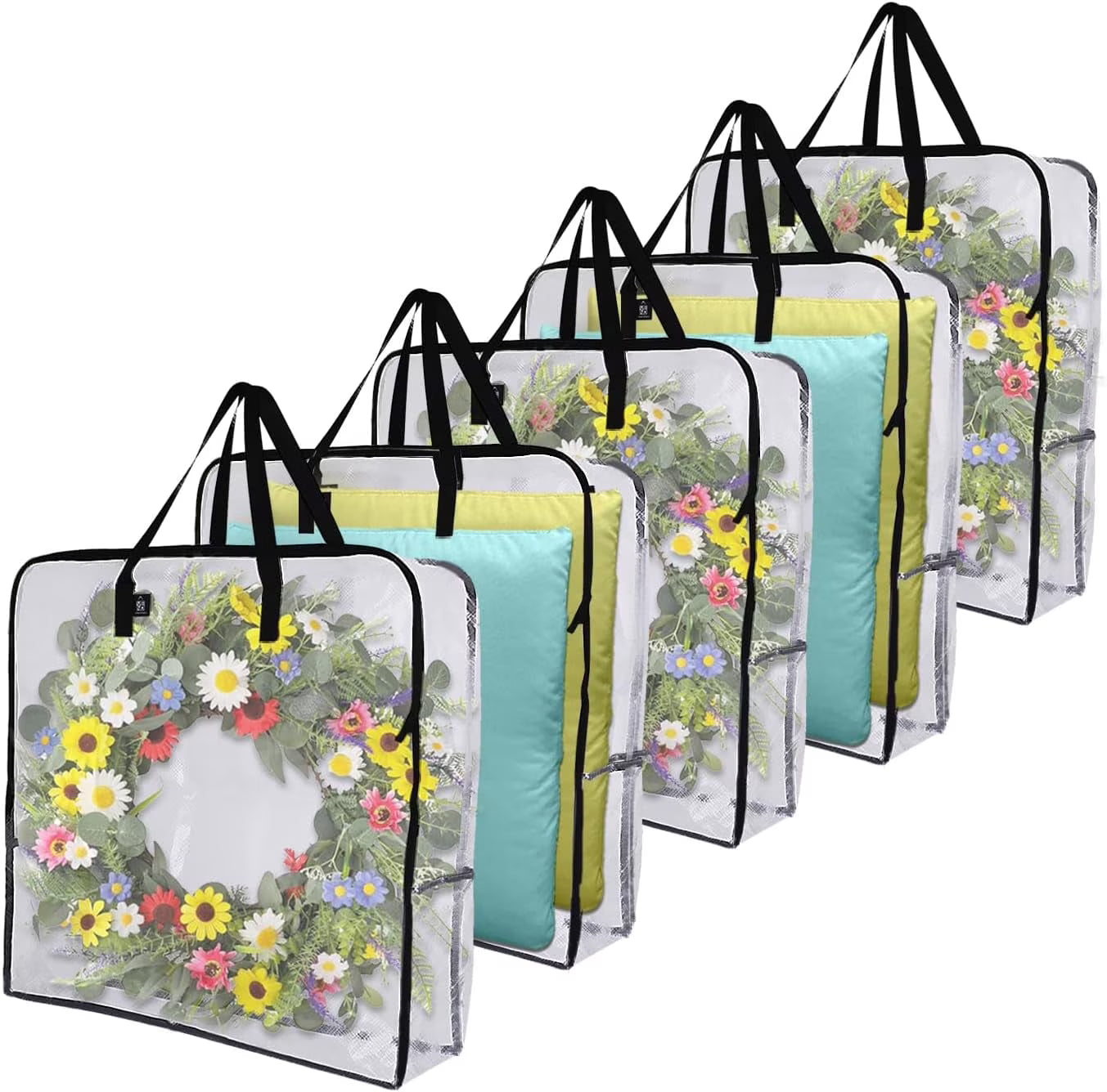 4 Pack Wreath Storage Bag Summer Christmas Decoration Garland Container 30 Inch Clear Door Wreath Organizers Moving Boxes Packing Supplies for College – Clear-View Organization for Simple Storage and Daily Tasks