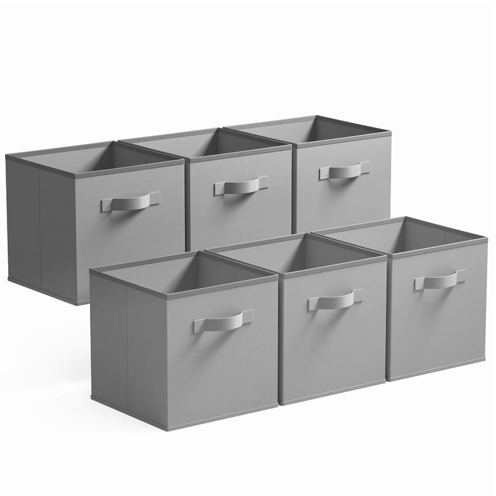 11 Inch Foldable Fabric Baskets for Organizing,6 Pack Grey Cloth Storage Bins with Handle for Home Bedroom – Everyday Household Format for Simple Storage and Daily Tasks