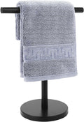 T-Shape Bath Hand Towel Holder Stand Stainless Steel Free Standing Hand Towel Rack with Heavy Base for Bathroom Kitchen & Countertop Matte Black – Durable Stainless Steel Construction for Simple Storage and Daily Tasks
