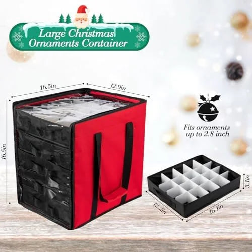 Christmas Ornament Storage Containers -Holds Up to 100 Holiday Ornaments with 5 Removable Trays Large Storage Box with Clear Covered Top & Sturdy Handles – Clear-View Organization for Simple Storage and Daily Tasks