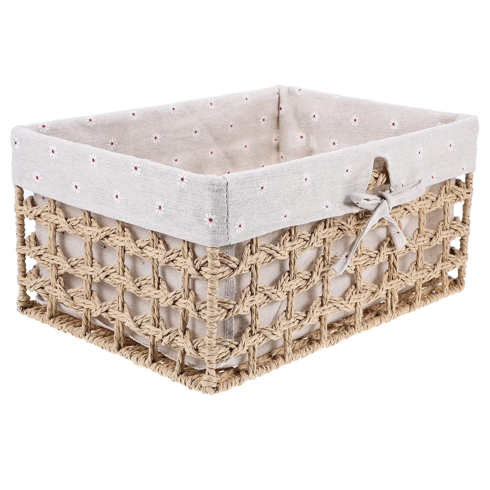 Rustic Storage Bins Grass Basket Cube Boxes with Lids Fabric Toy Sundries – Multiroom Organization Format for Simple Storage and Daily Tasks