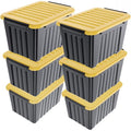 72Quart Plastic Storage Bin Stackable and Nestable Storage Boxes with White Lids and Secure Latching Buckles Large Storage Container (Black/Yellow 72Quart-6Pack) – Stackable Organization for Simple Storage and Daily Tasks