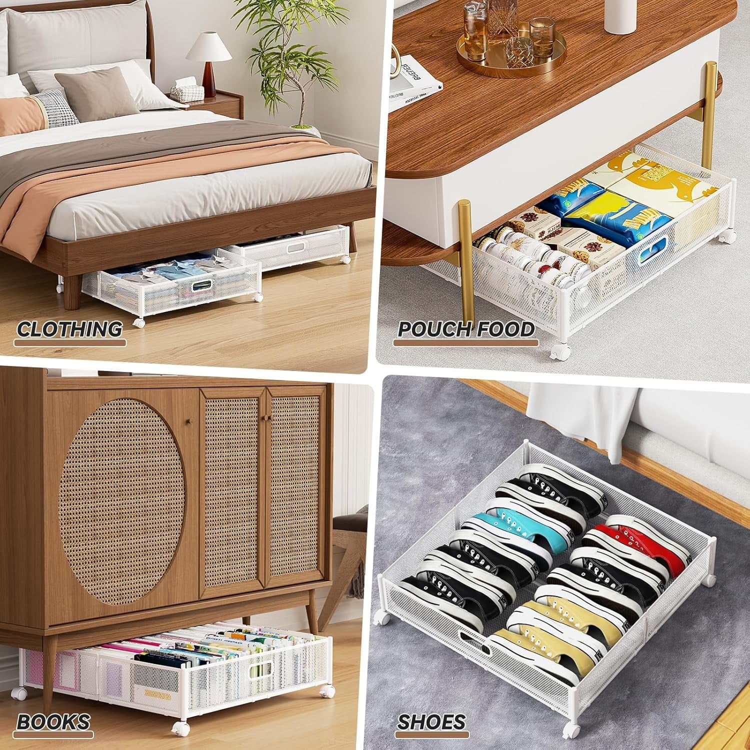 Under Bed Storage Containers with Wheels - Shoe Storage Organizer Drawer Tool-free Assembly Metal Underbed Storage Containers for Bedroom Clothes Shoes Blankets - 2Pack – Everyday Household Format for Simple Storage and Daily Tasks