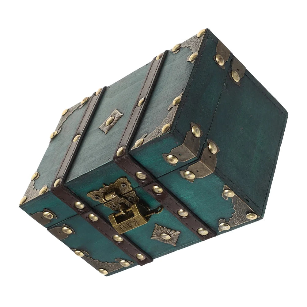 Wooden Storage Box Keepsake Stash Photo Treasure Chest Crate Dark Green – Natural-Look Construction for Simple Storage and Daily Tasks