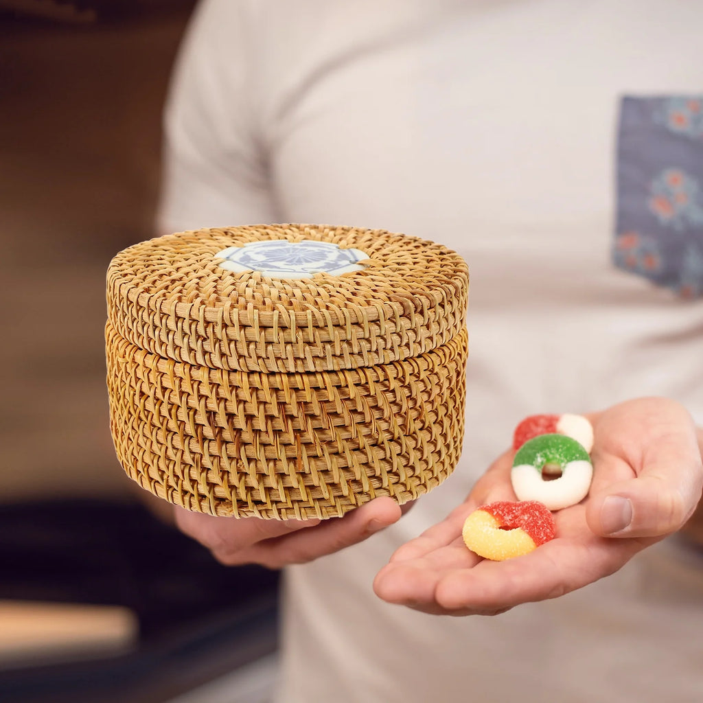 Toy Rattan Nut Box Household Storage Container 14X14X8CM – Practical Home Organization for Simple Storage and Daily Tasks