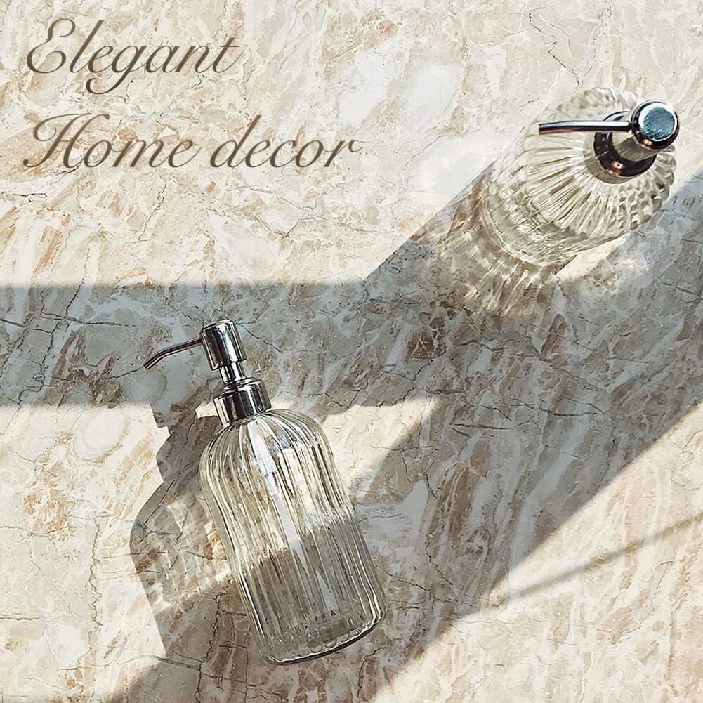 18 Oz Clear Glass Soap Dispenser with Rust-resistant Stainless Steel Pump Refillable Liquid Hand soap Dispenser for Bathroom Well-crafted Kitchen Soap Dispenser – Clear-View Organization for Simple Storage and Daily Tasks