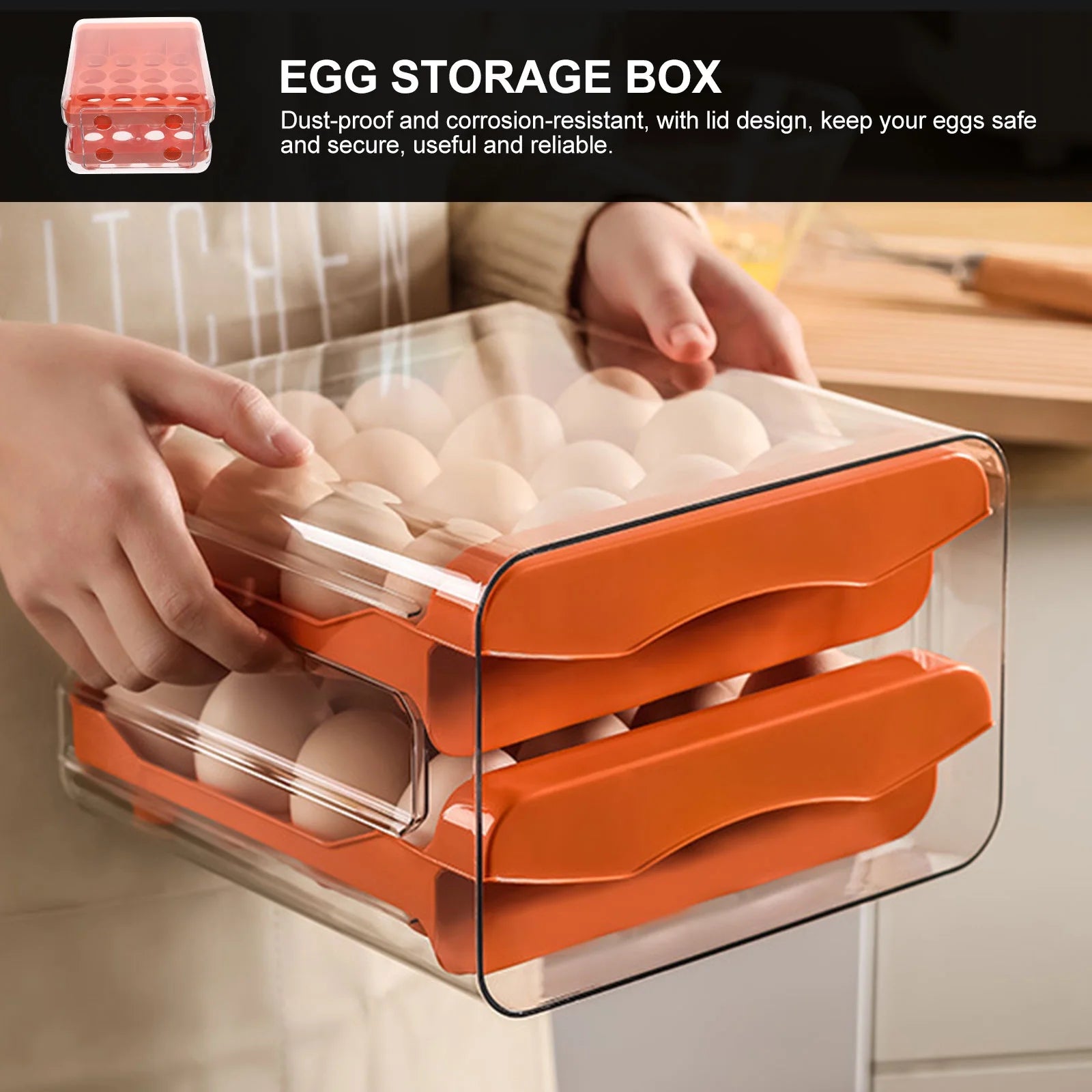 Holder Decor Egg Storage Box Egg Storage Shelf 21.5x22.5x14cm Orange – Practical Home Organization for Simple Storage and Daily Tasks