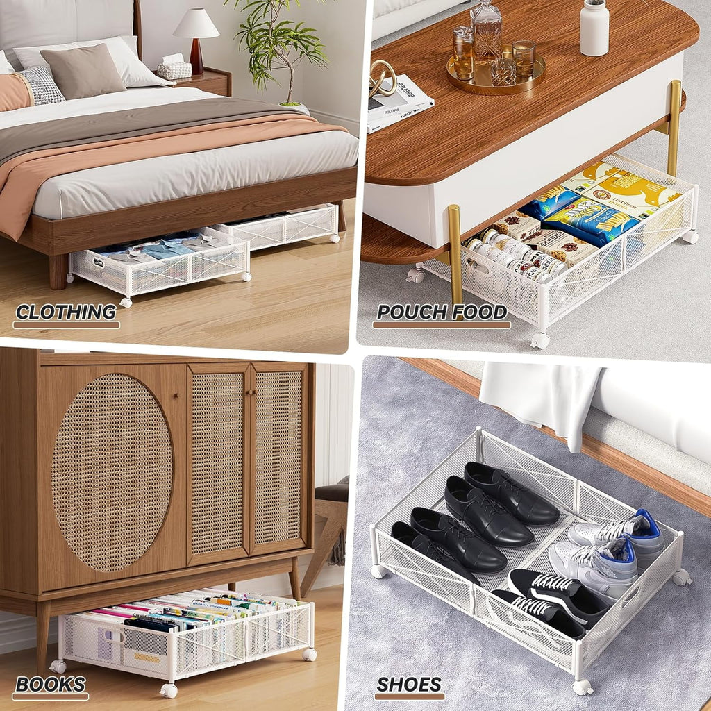 Under Bed Storage Containers with Wheels Under Bed Shoe Storage Organizer Drawer Tool-free Assembly Metal Storage Containers for Bedroom Clothes Shoes Blankets -2PCK – Everyday Household Format for Simple Storage and Daily Tasks
