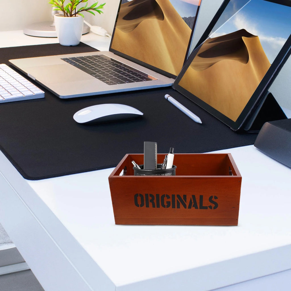 Monitor Stand Cube Storage Wooden Storage Box Office 26.00X16.00X11.00CM Brown – Natural-Look Construction for Simple Storage and Daily Tasks